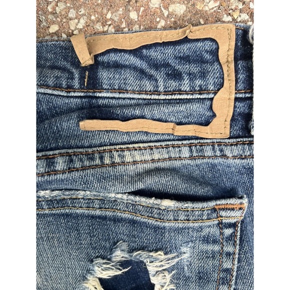 Zara Jeans Womens 4 Distressed Denim Jeans Medium Rise Relaxed Fit Straight Leg - Picture 14 of 16